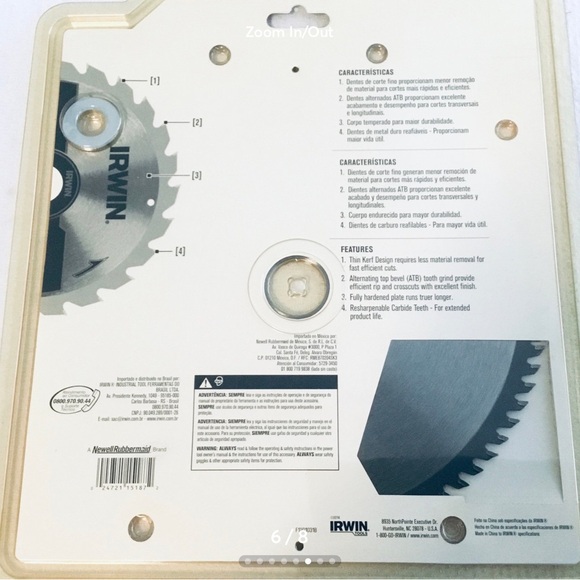 LOT OF 5 NEW SEALED IRWIN 10" 80D CARBIDE TIPPED CIRCULAR SAW BLADE # 15187 - Picture 5 of 8